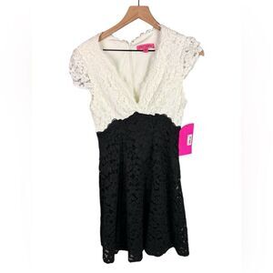 Betsy Johnson Black & White Lace Dress